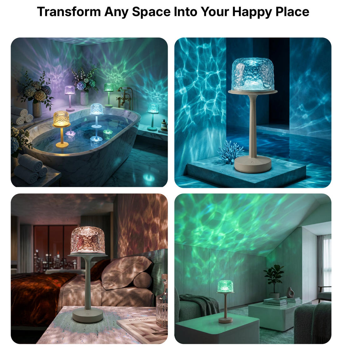 Wavora™ – Kabellose LED-Nachtlampe mit Wasserwellen-Effekt und 16 Farben