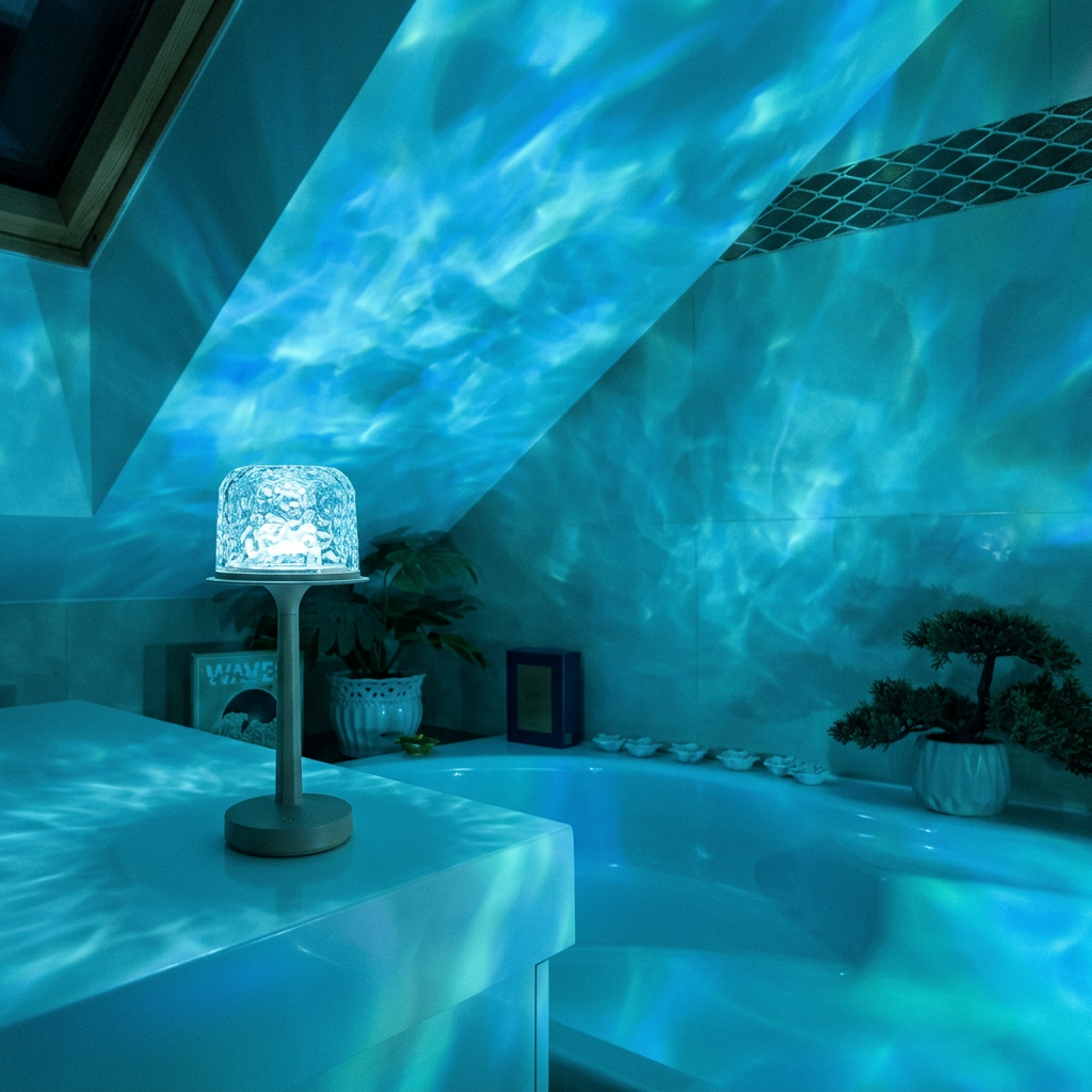 Wavora™ – Kabellose LED-Nachtlampe mit Wasserwellen-Effekt und 16 Farben