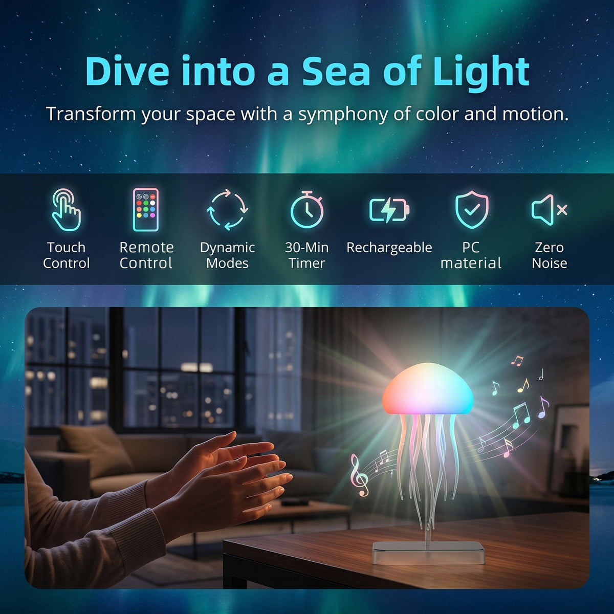 Lumijoy™ – Kabellose 16-Farben-Nachtlampe mit Touch-Steuerung