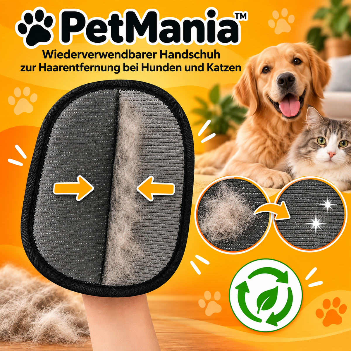 PetMania™ – Wiederverwendbarer Handschuh zur Haarentfernung bei Hunden und Katzen