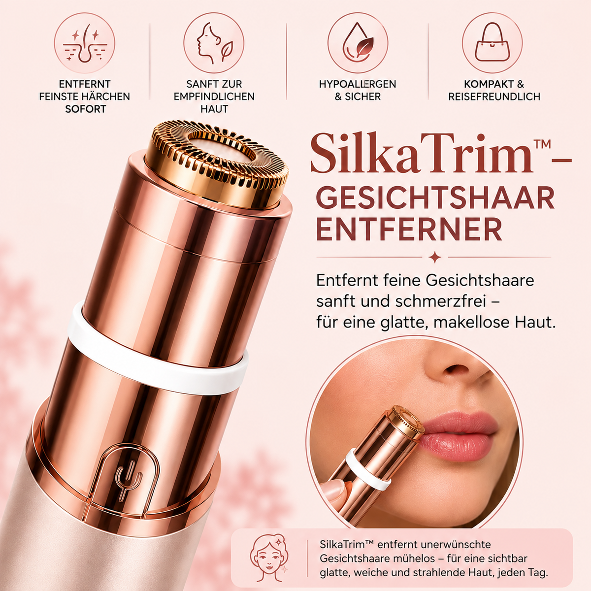 SilkaTrim™ – Kompakter Trimmer für makellose Augenbrauen & Gesichtshaare