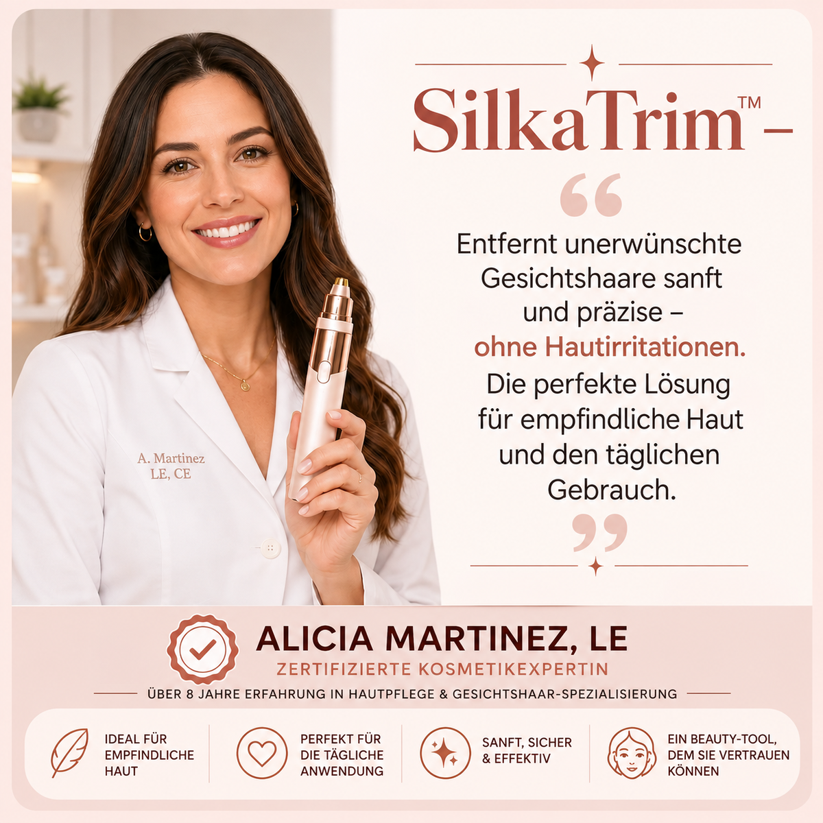 SilkaTrim™ – Kompakter Trimmer für makellose Augenbrauen & Gesichtshaare
